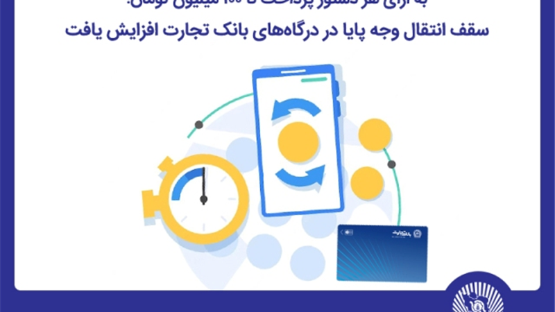 سقف انتقال وجه پایا در درگاه‌های اینترنت‌بانک تجارت افزایش یافت